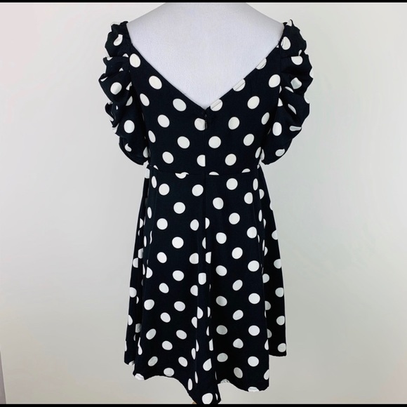 MONKI For ASOS Polka Dot Fit & Flare Mini Dress 38 - Picture 6 of 7